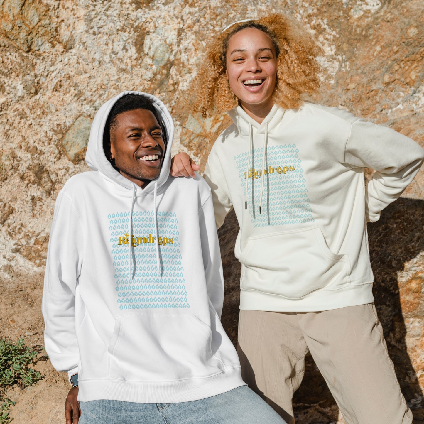 Reigndrops Unisex White Hoodie