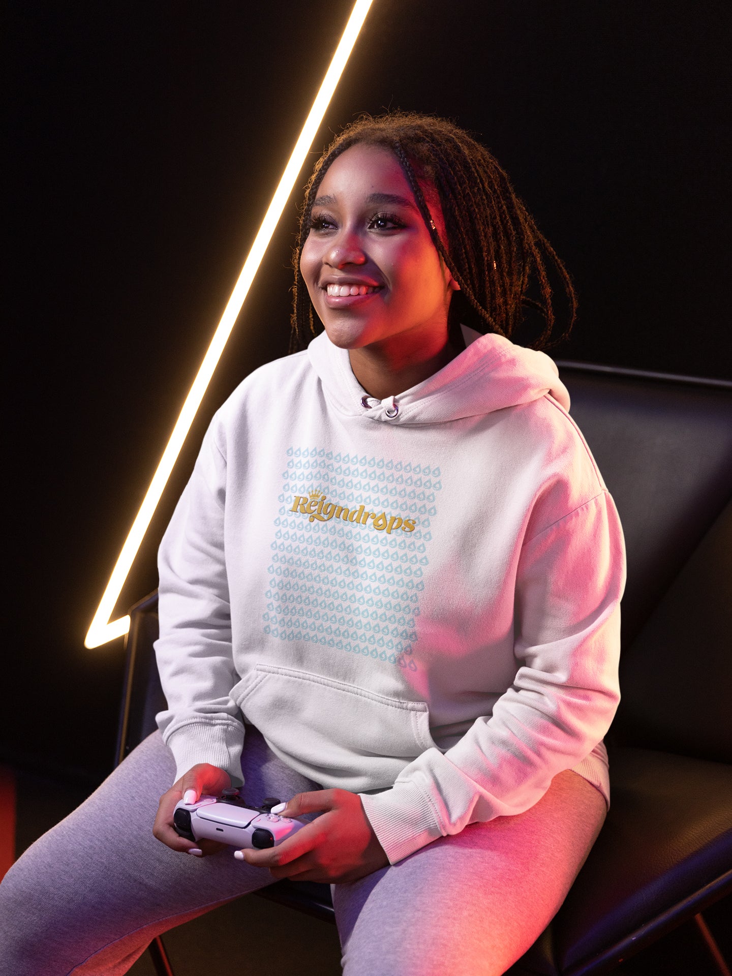 Reigndrops Unisex White Hoodie