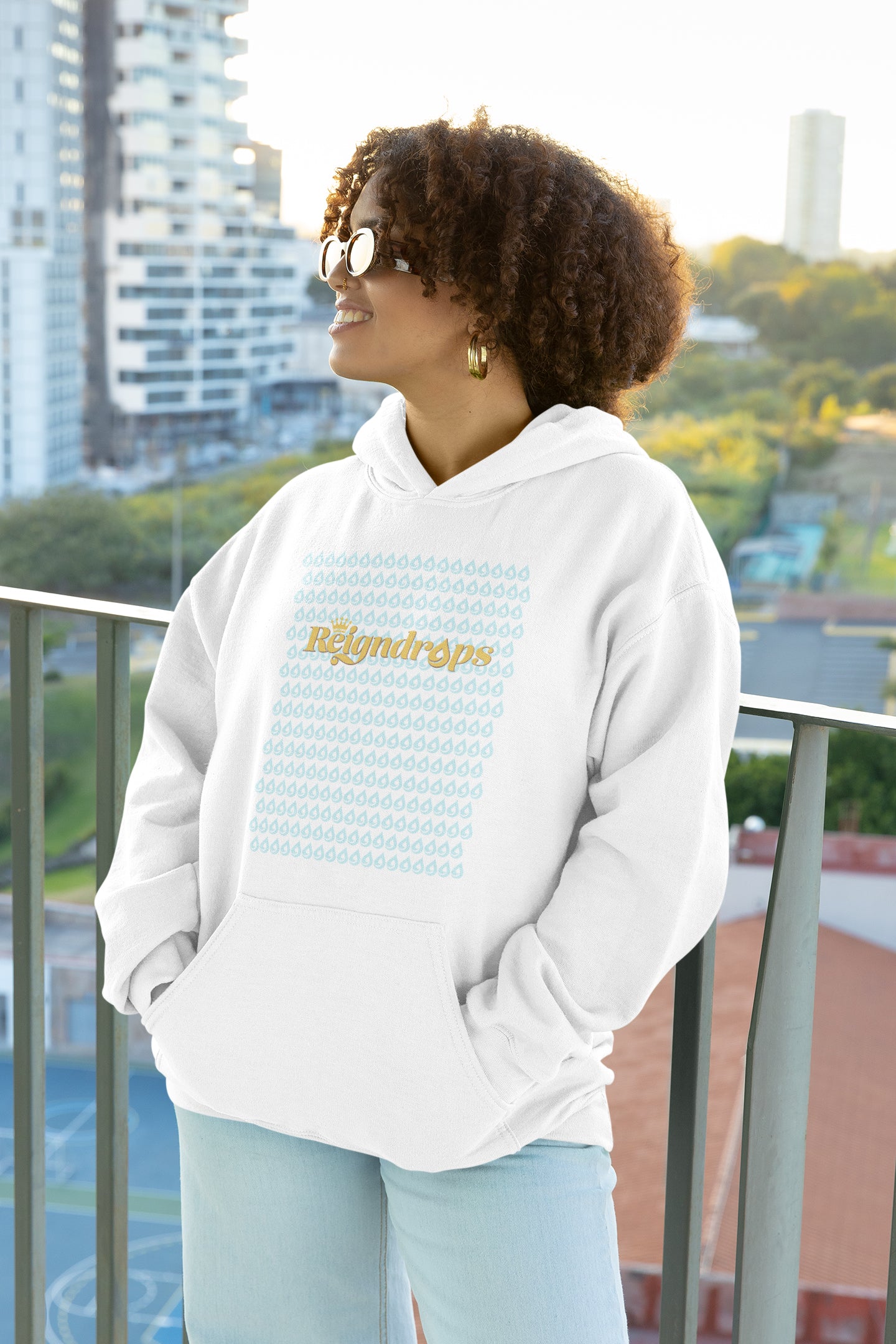 Reigndrops Unisex White Hoodie