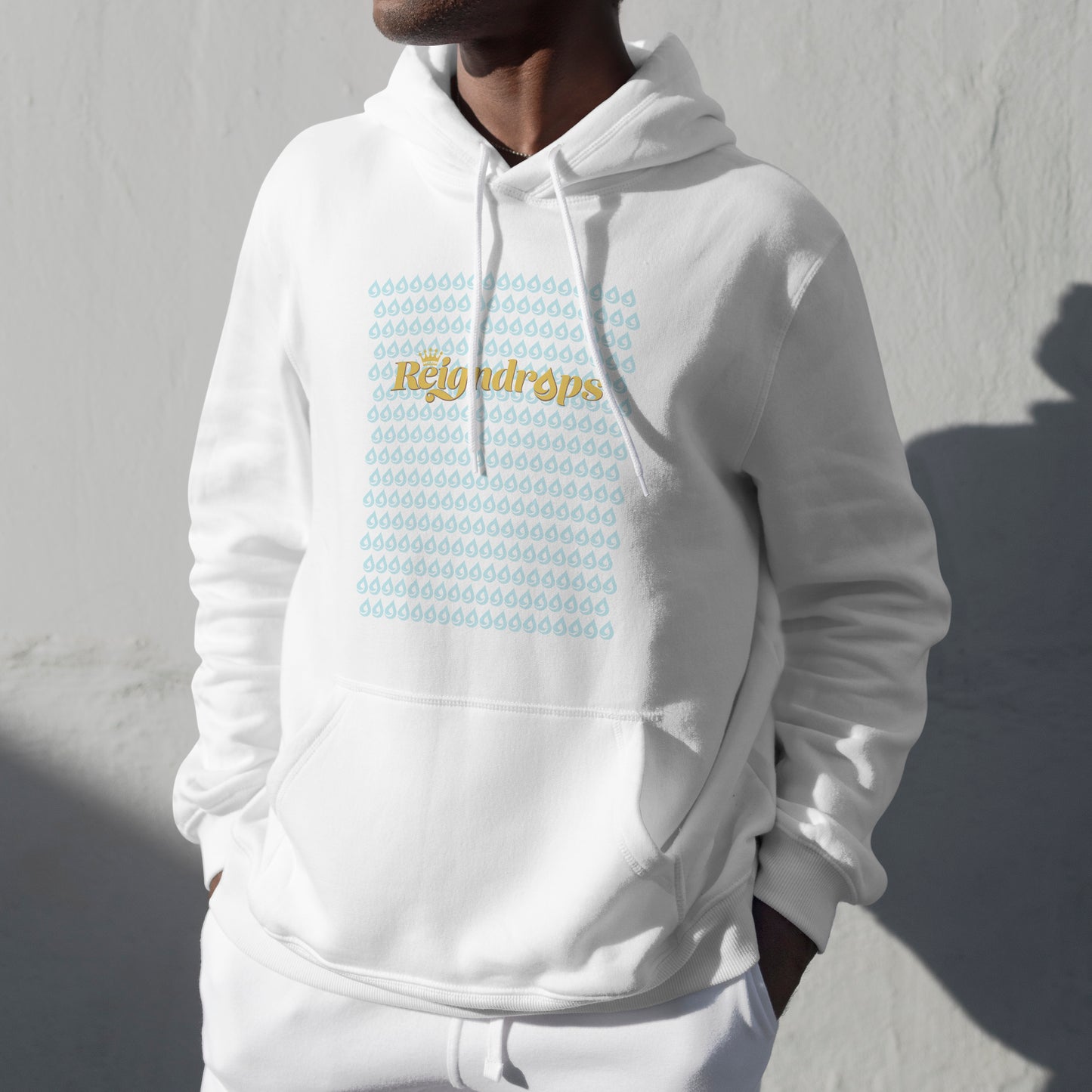 Reigndrops Unisex White Hoodie