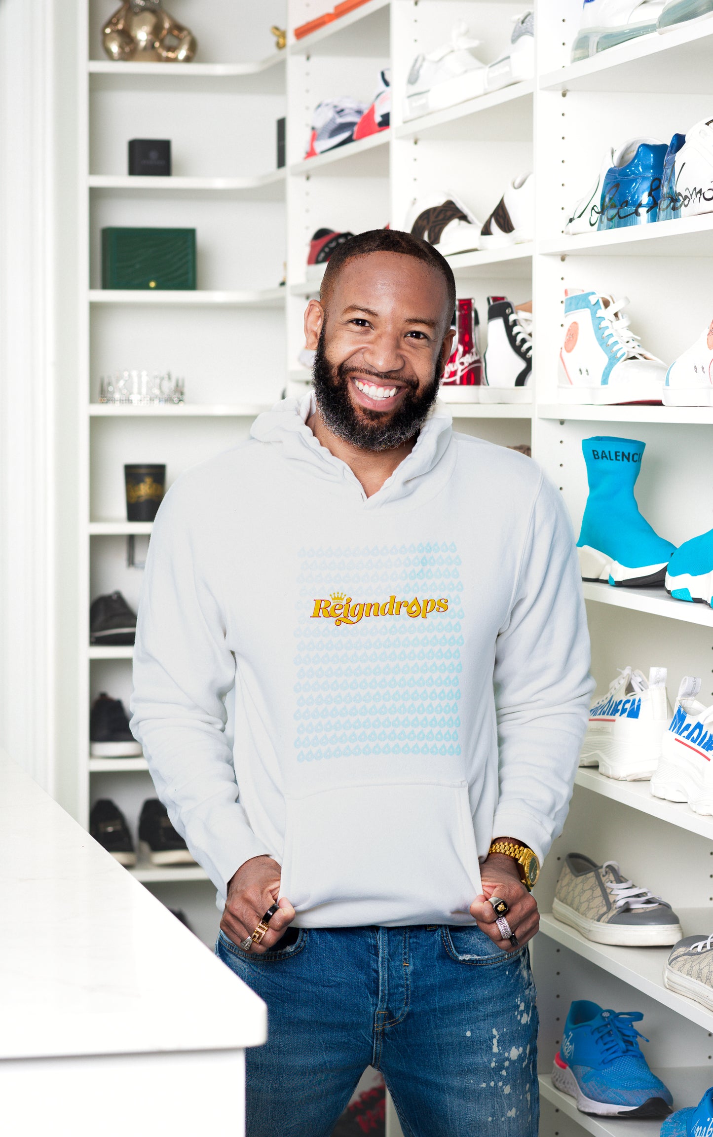 Reigndrops Unisex White Hoodie