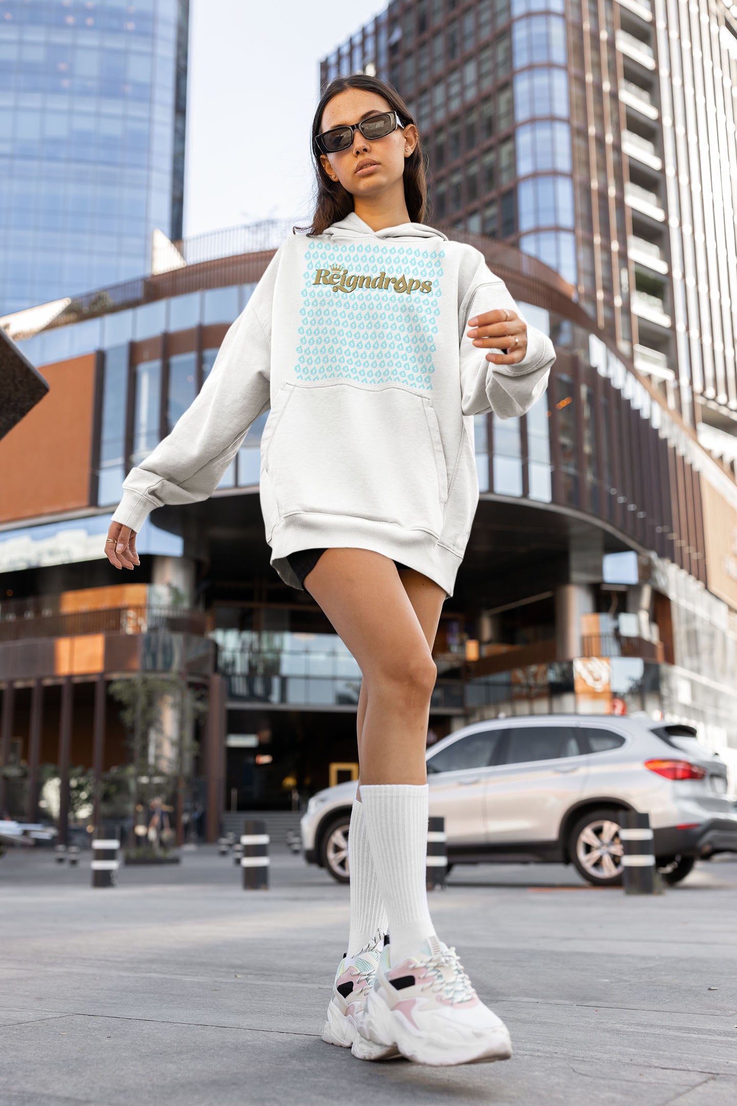 Reigndrops Unisex White Hoodie